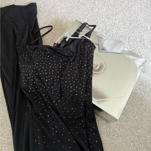 NWT - SWAROVSKI X SKIMS JELLY SHEER CAMI LONG DRESS | ONYX